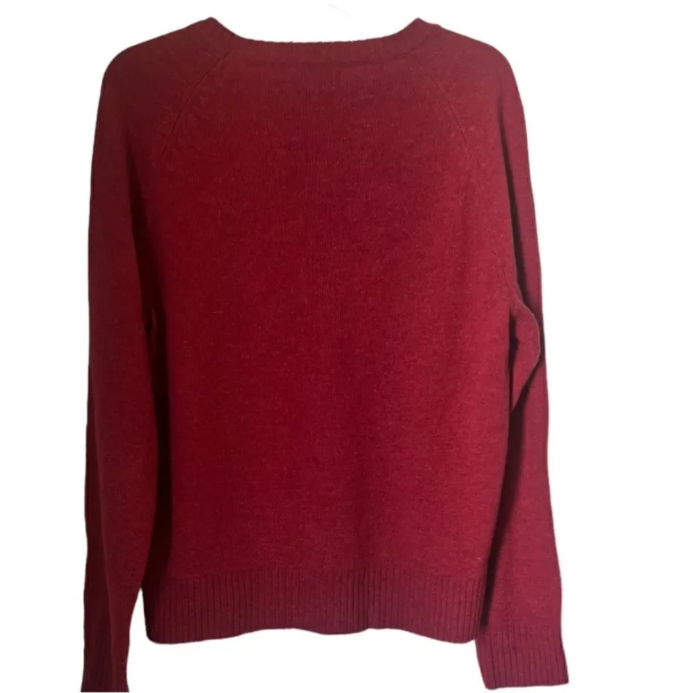 J.CREW Factory Women’s 100% Lambs Wool Red Long Sleeve Crewneck Sweater Size S